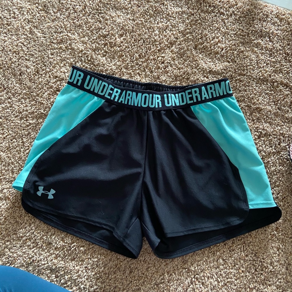 Turquoise & Black Under Armour Shorts